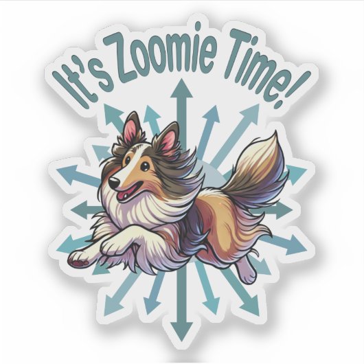 Es ist Zoomie Time Collie Aufkleber (Vorderseite)