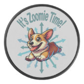 Es ist Zoomie Time Corgi Eishockey Puck (Vorderseite)