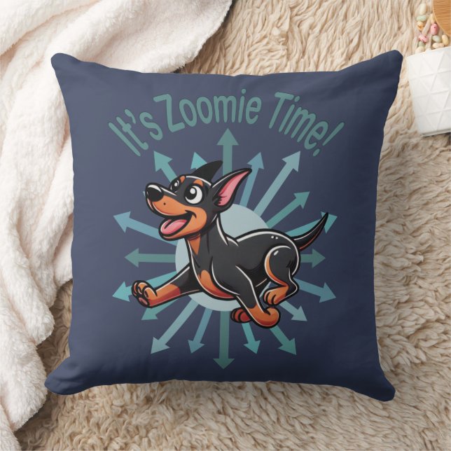 Es ist Zoomie Time Doberman Pincher Kissen (Decke)