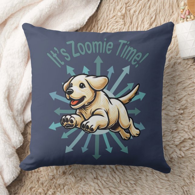 Es ist Zoomie Time Golden Labrador Kissen (Decke)