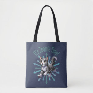 Es ist Zoomie Time Gray Bicolor Cat Tasche
