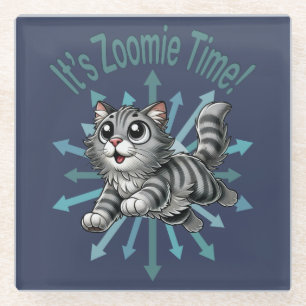 Es ist Zoomie Time Gray Tabby Cat Glasuntersetzer