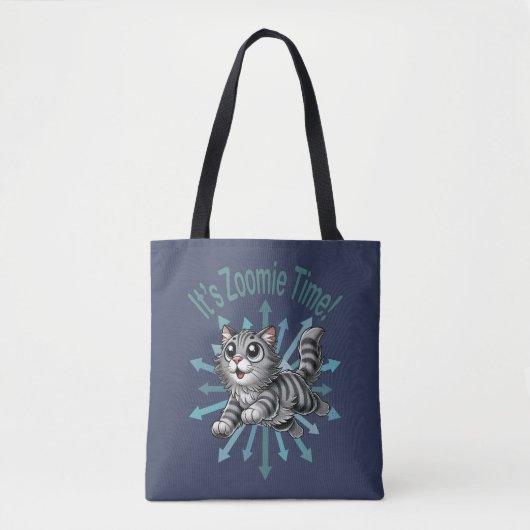 Es ist Zoomie Time Gray Tabby Cat Tasche (Vorderseite)