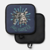 Es ist Zoomie Time Gray Tabby Cat Topflappen (Vorderseite/Rückseite)