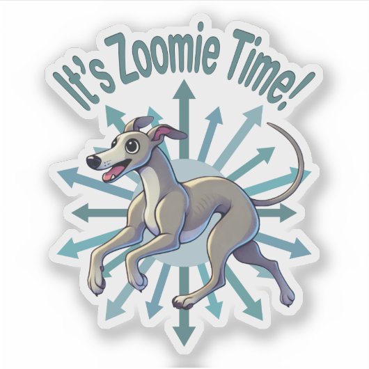Es ist Zoomie Time Greyhound Aufkleber (Vorderseite)