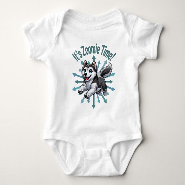 Es ist Zoomie Time Husky Baby Strampler (Vorderseite)