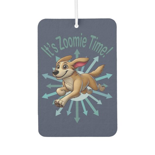 Es ist Zoomie Time Medium als Mutt Autolufterfrischer (Vorderseite)