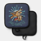 Es ist Zoomie Time Medium als Mutt Topflappen (Vorderseite/Rückseite)