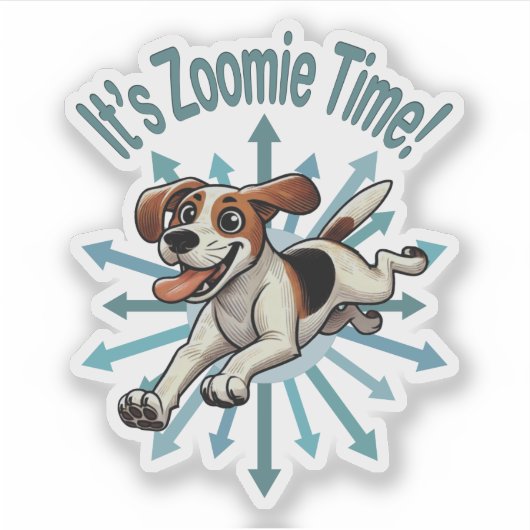 Es ist Zoomie Time Medium Beagle Mutt Aufkleber (Vorderseite)