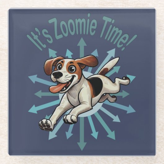 Es ist Zoomie Time Medium Beagle Mutt Glasuntersetzer (Vorderseite)