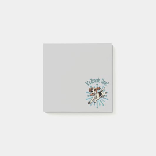 Es ist Zoomie Time Medium Beagle Mutt Post-it Klebezettel (Vorderseite)