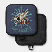 Es ist Zoomie Time Medium Beagle Mutt Topflappen (Vorderseite/Rückseite)