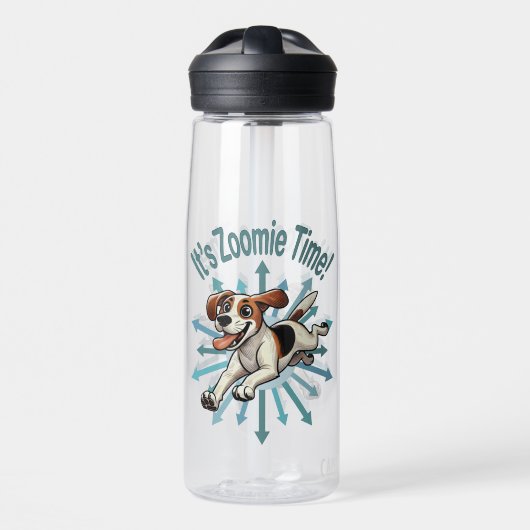 Es ist Zoomie Time Medium Beagle Mutt Trinkflasche (Vorne)