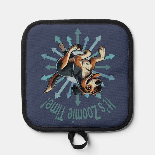 Es ist Zoomie Time Medium Mutt Topflappen (Vorderseite)