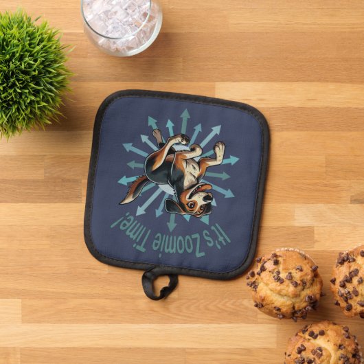 Es ist Zoomie Time Medium Mutt Topflappen (Oben Unten)