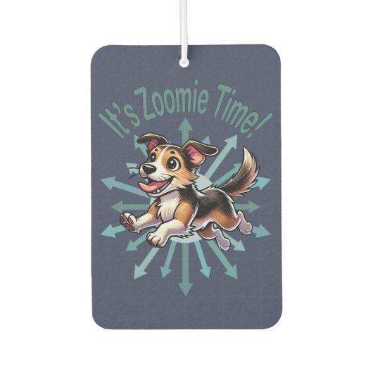 Es ist Zoomie Time Mutt Autolufterfrischer (Vorderseite)