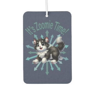 Es ist Zoomie Time Niedlich Black & White Cat Autolufterfrischer