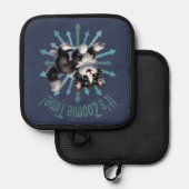 Es ist Zoomie Time Niedlich Black & White Cat Topflappen (Vorderseite/Rückseite)