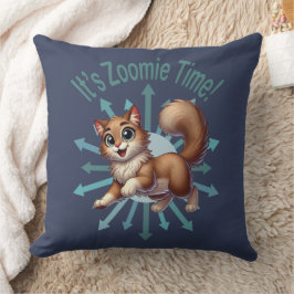 Es ist Zoomie Time Niedlich Brown & White Cat Kissen