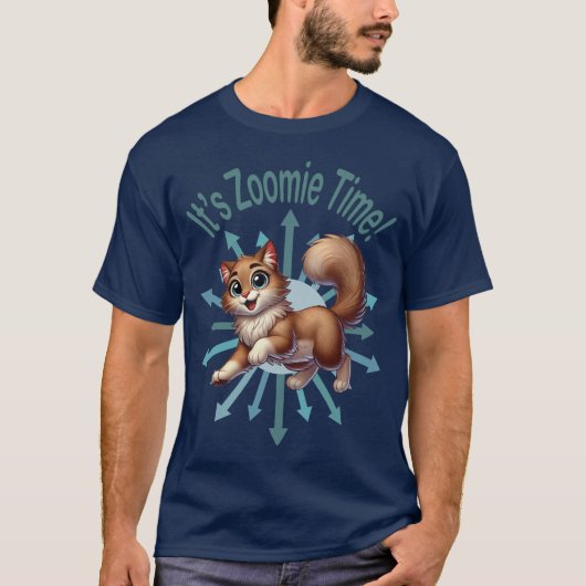 Es ist Zoomie Time Niedlich Brown & White Cat T-Shirt (Vorderseite)