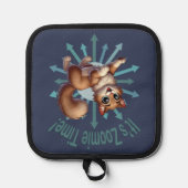 Es ist Zoomie Time Niedlich Brown & White Cat Topflappen (Vorderseite)