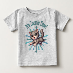 Es ist Zoomie Time Niedlich Gray & White Cat Baby T-shirt