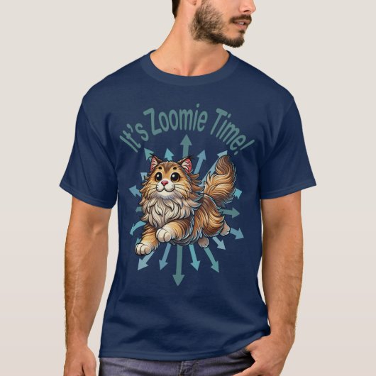 Es ist Zoomie Time Norwegische Waldkatze T-Shirt (Vorderseite)