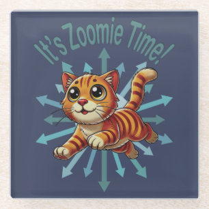 Es ist Zoomie Time Orange Tabby Cat Glasuntersetzer