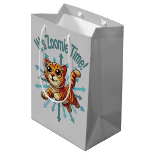Es ist Zoomie Time Orange Tabby Cat Mittlere Geschenktüte