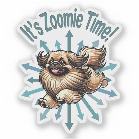Es ist Zoomie Time Pekingese Aufkleber (Vorderseite)
