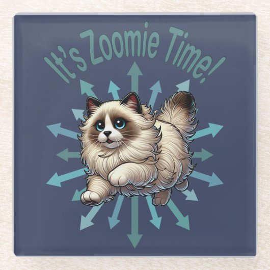 Es ist Zoomie Time Ragdoll Cat Glasuntersetzer (Vorderseite)