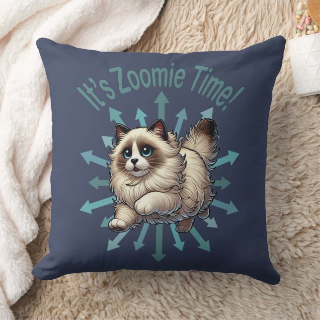 Es ist Zoomie Time Ragdoll Cat Kissen (Decke)