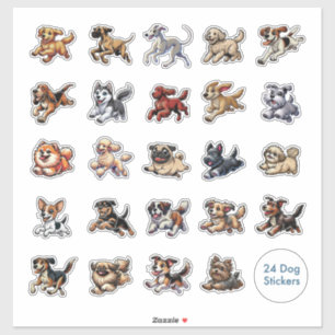 Es ist Zoomie Time Sammlung von 24 Hundeaufklebern Aufkleber