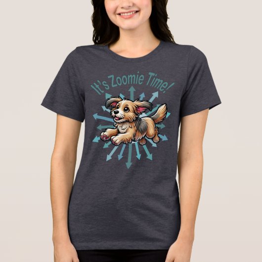 Es ist Zoomie Time Small Mutt Tri-Blend Shirt (Vorderseite)