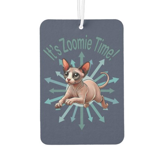 Es ist Zoomie Time Sphynx Cat Autolufterfrischer (Rückseite)