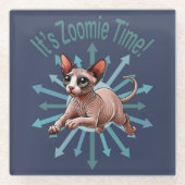 Es ist Zoomie Time Sphynx Cat Glasuntersetzer (Vorderseite)