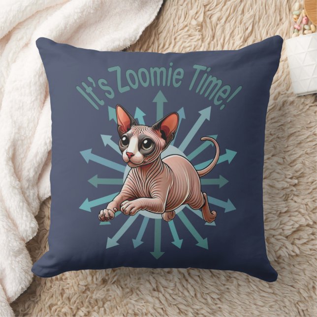Es ist Zoomie Time Sphynx Cat Kissen (Decke)