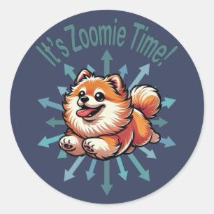 Es ist Zoomie Time Spitz Runder Aufkleber