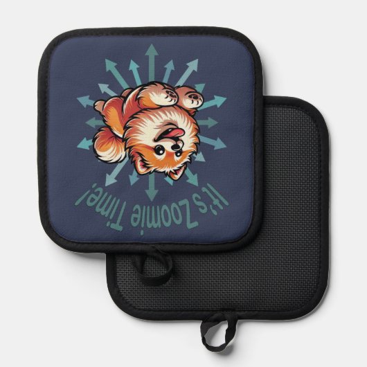 Es ist Zoomie Time Spitz Topflappen (Vorderseite/Rückseite)