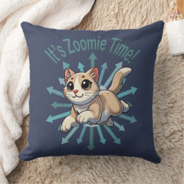 Es ist Zoomie Time Tan Bicolor Cat Kissen