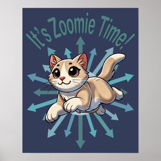 Es ist Zoomie Time Tan Bicolor Cat Poster (Vorne)