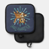 Es ist Zoomie Time Tiger Cat Topflappen (Vorderseite/Rückseite)