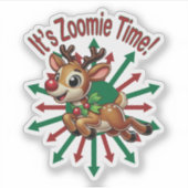 "Es ist Zoomie Time! Weihnachtsmann Aufkleber (Vorderseite)