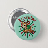 "Es ist Zoomie Time! Weihnachtsmann Button (Vorne & Hinten)