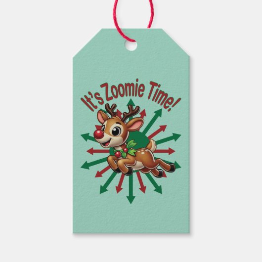 "Es ist Zoomie Time! Weihnachtsmann Geschenkanhänger (Vorderseite)