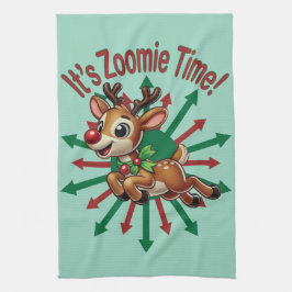 "Es ist Zoomie Time! Weihnachtsmann Geschirrtuch