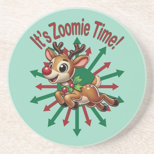 "Es ist Zoomie Time! Weihnachtsmann Getränkeuntersetzer (Vorne)