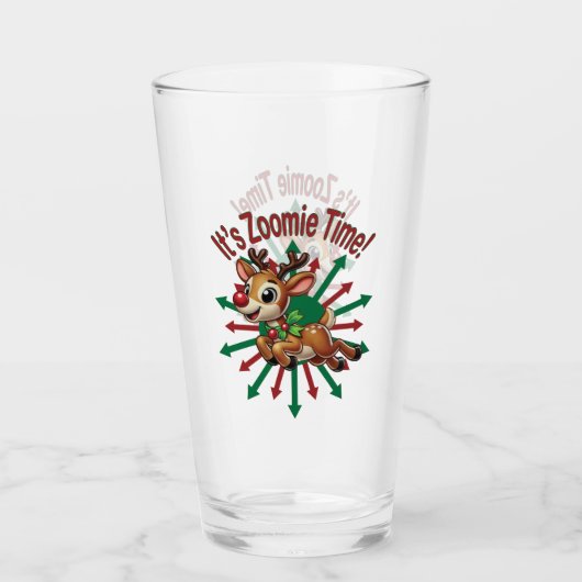 "Es ist Zoomie Time! Weihnachtsmann Glas (Vorderseite)