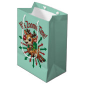 "Es ist Zoomie Time! Weihnachtsmann Mittlere Geschenktüte (Vorderseite Schrägansicht)