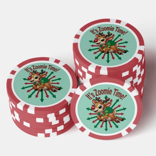 "Es ist Zoomie Time! Weihnachtsmann Pokerchips (Stapel)